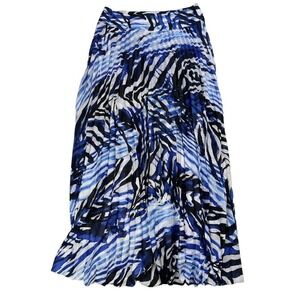 Chico's The Black Label Blue White Pleated Long Maxi Skirt Size 0.5 XS Sz 6